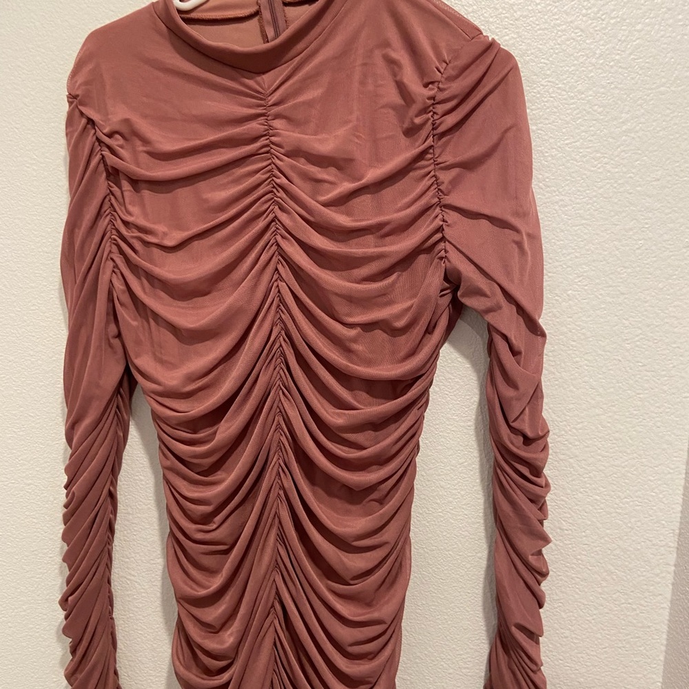 Plus Size Dust Rose Mesh Bodycon Dress 1x